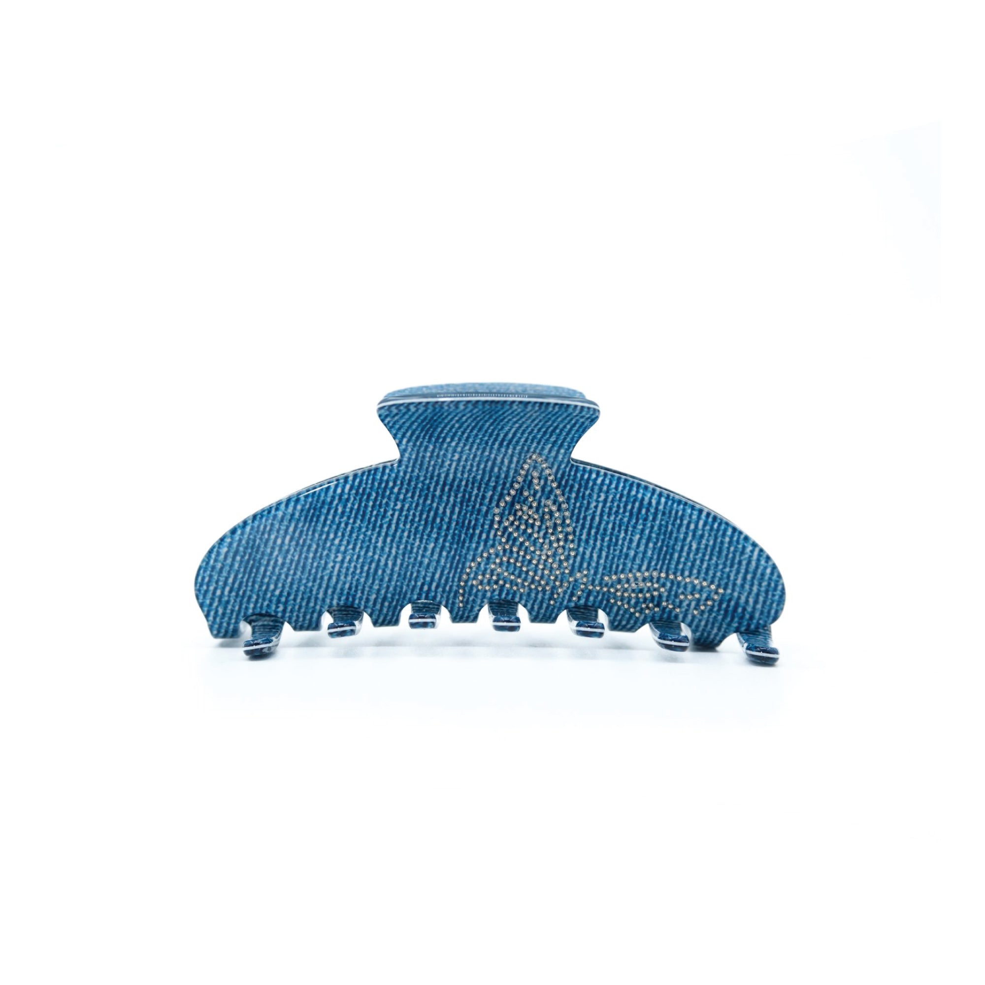 Indigo Star Claw by Luna Wave in denim-textured indigo blue with a stitched star detail.