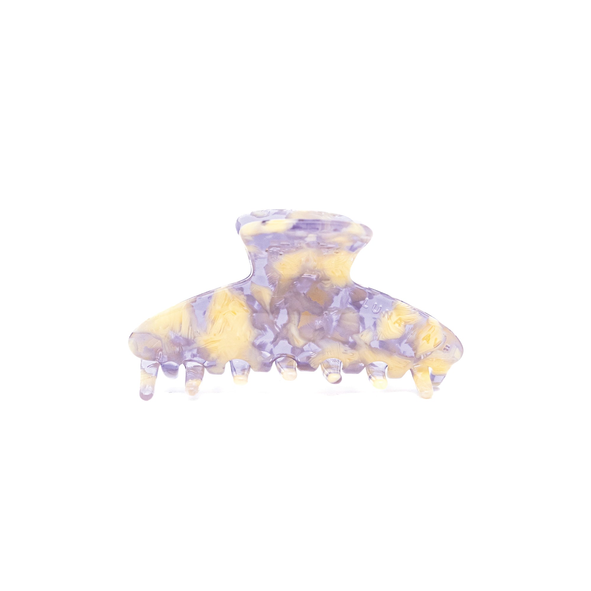 Eco-friendly acetate claw clip with violet and soft yellow marbling