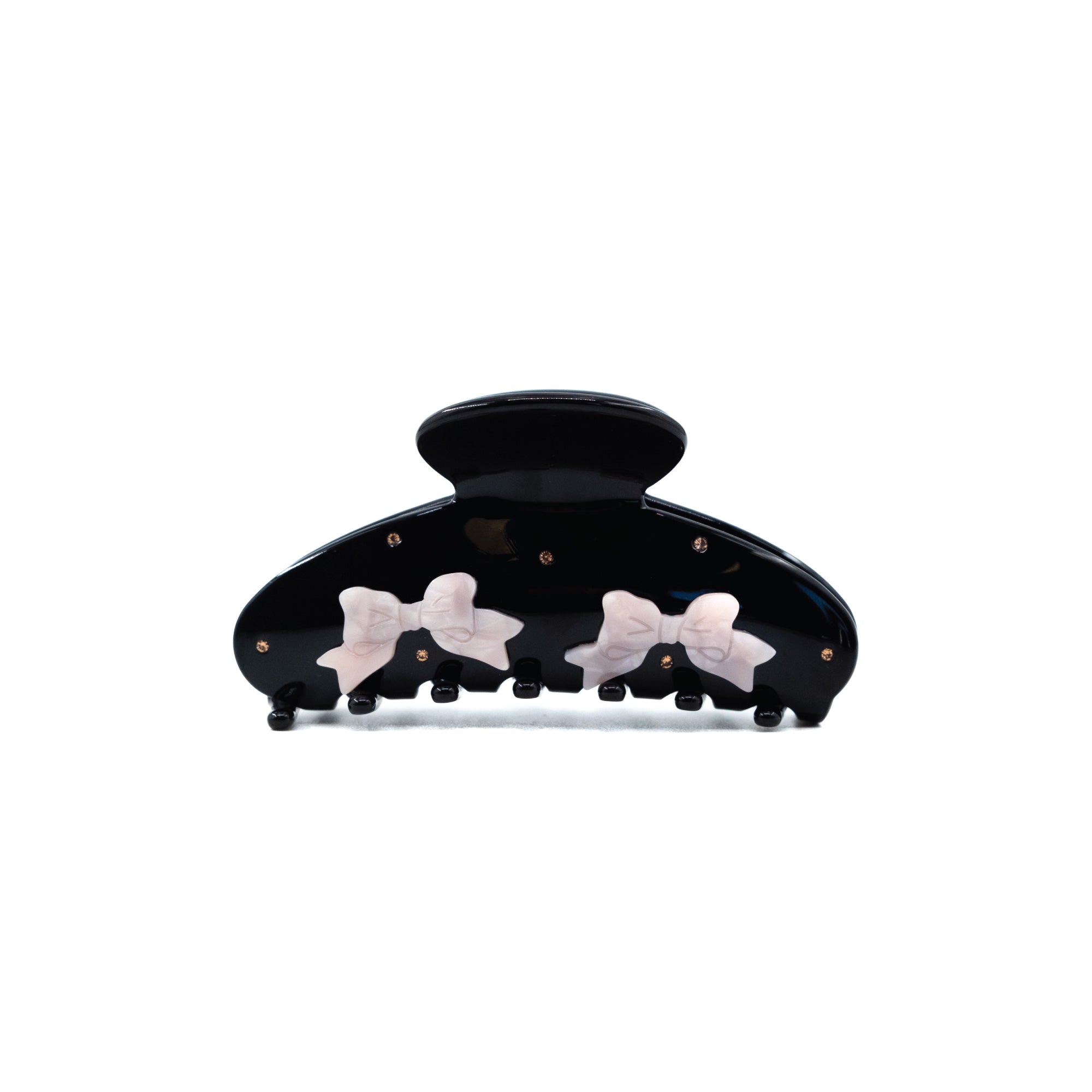 Black acetate claw clip with pastel floral and ribbon details