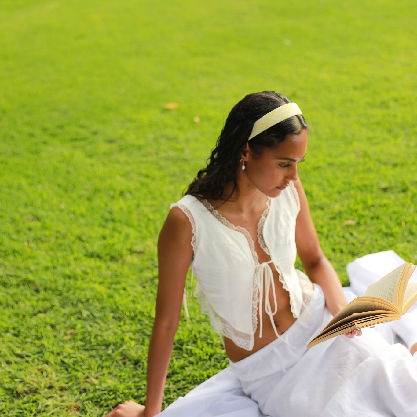 LEMON GINGHAM HEADBAND