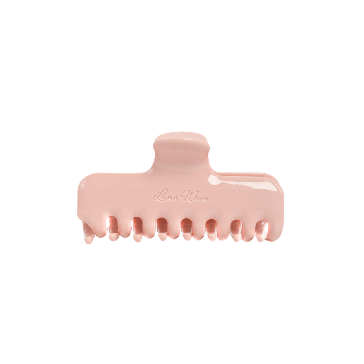 Luna Wave Jelly Claw in Rose, a glossy rose pink acetate hair claw clip with a rounded square silhouette.