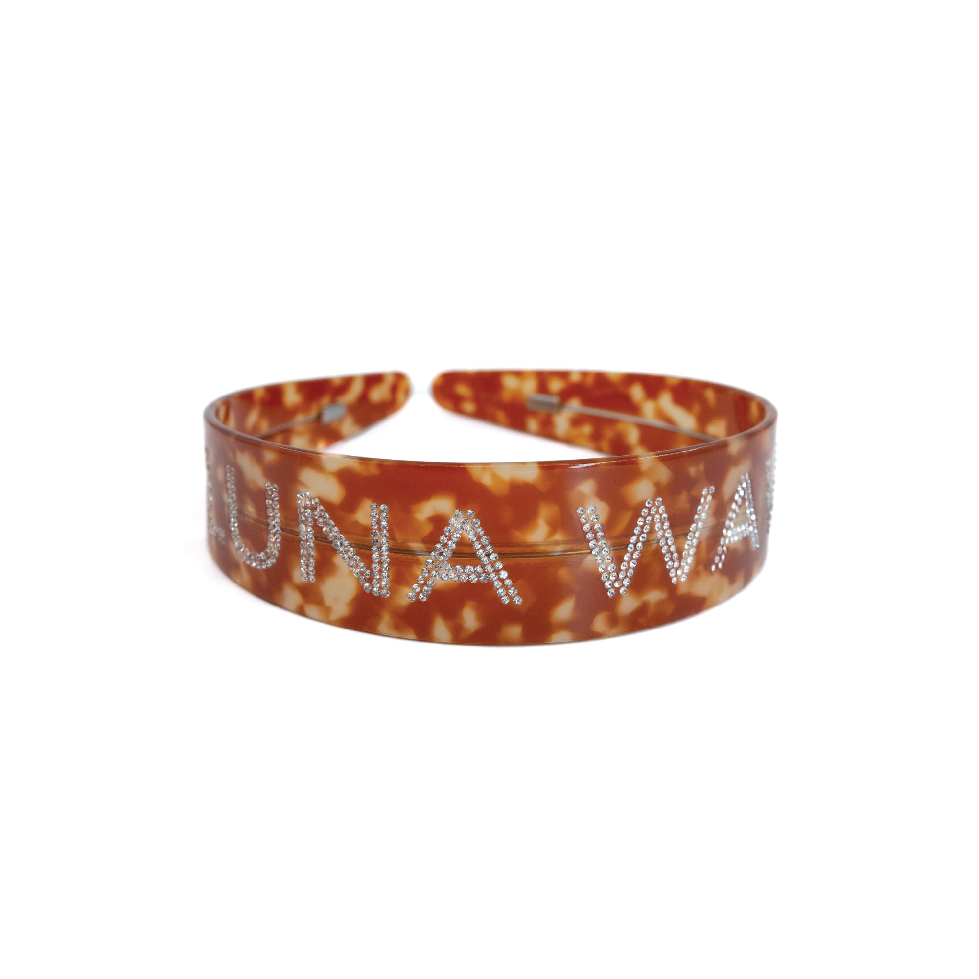 Luna Wave signature marble acetate headband with rhinestone logo