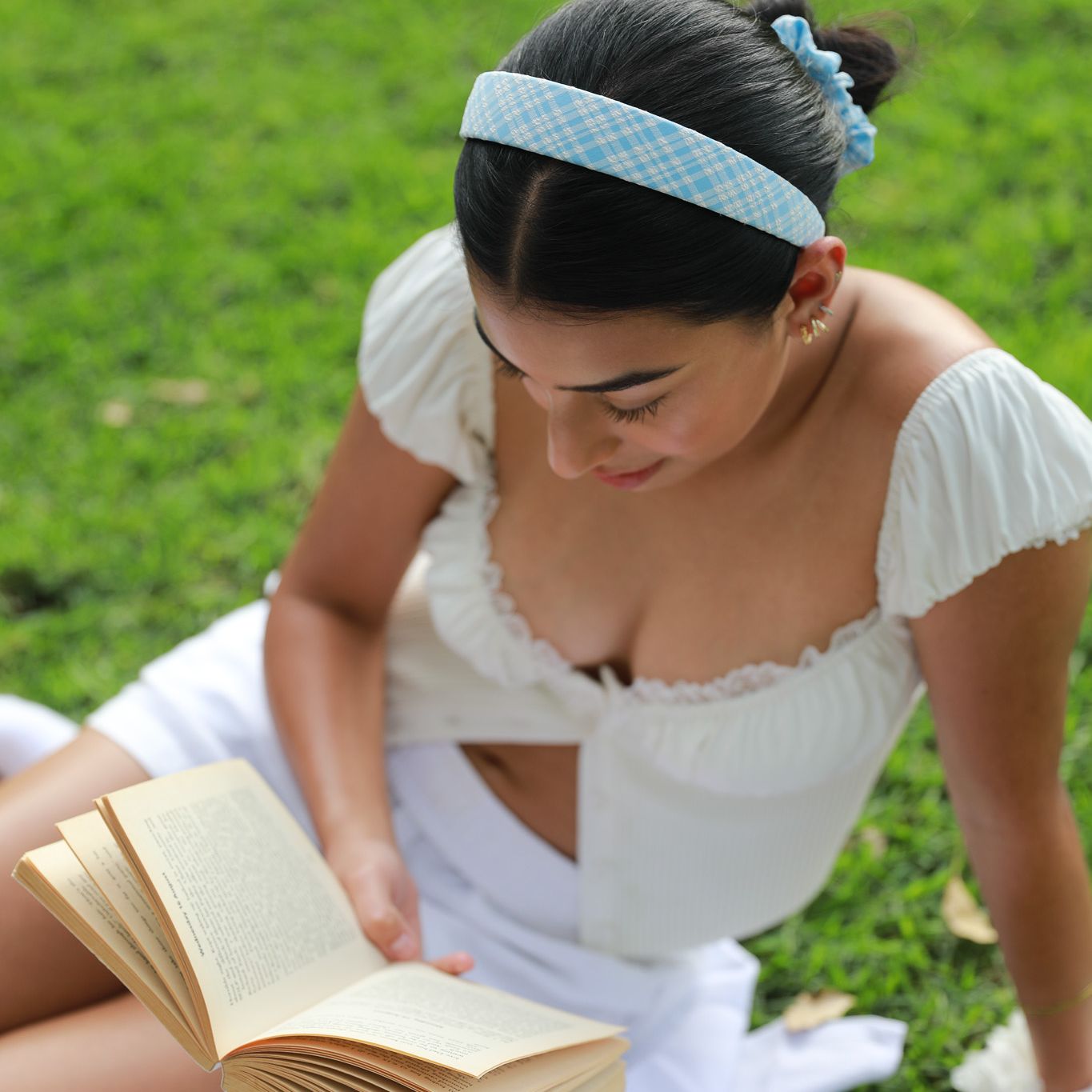 SKY GINGHAM HEADBAND