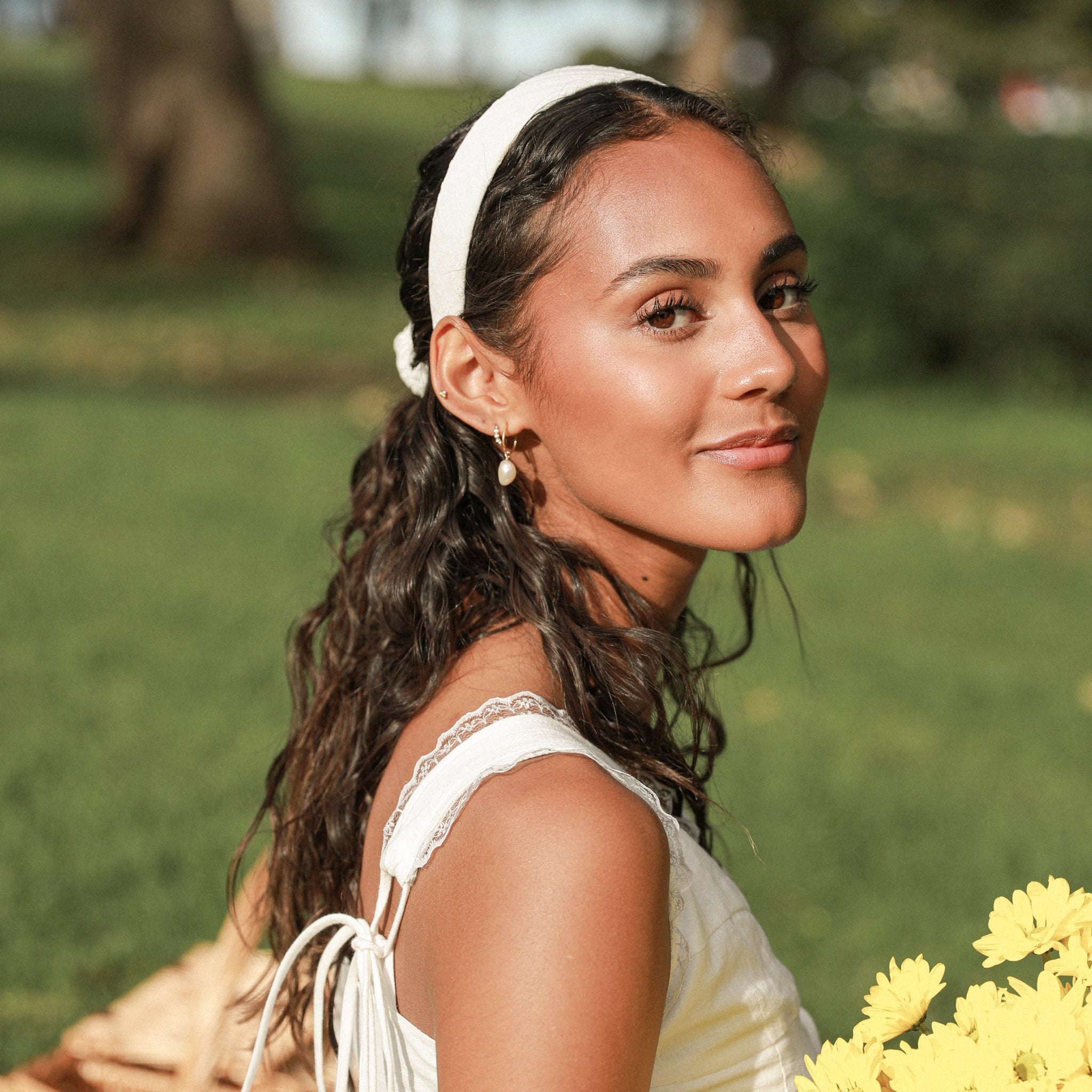 Milk Gingham Headband