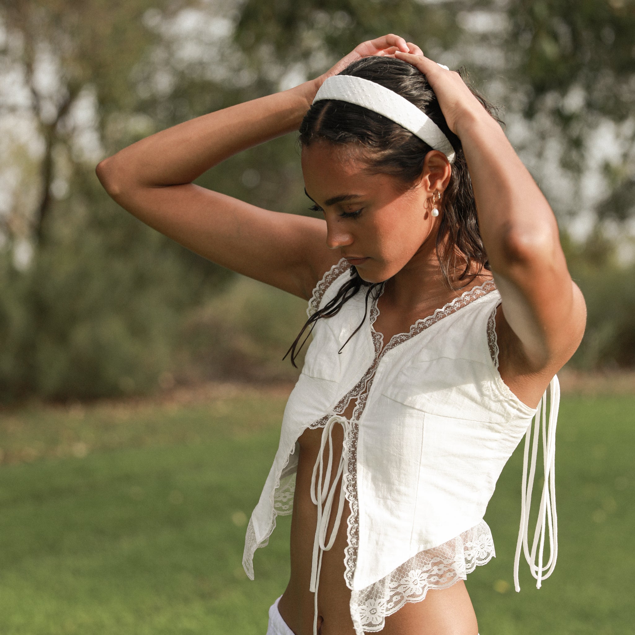 Milk Gingham Headband