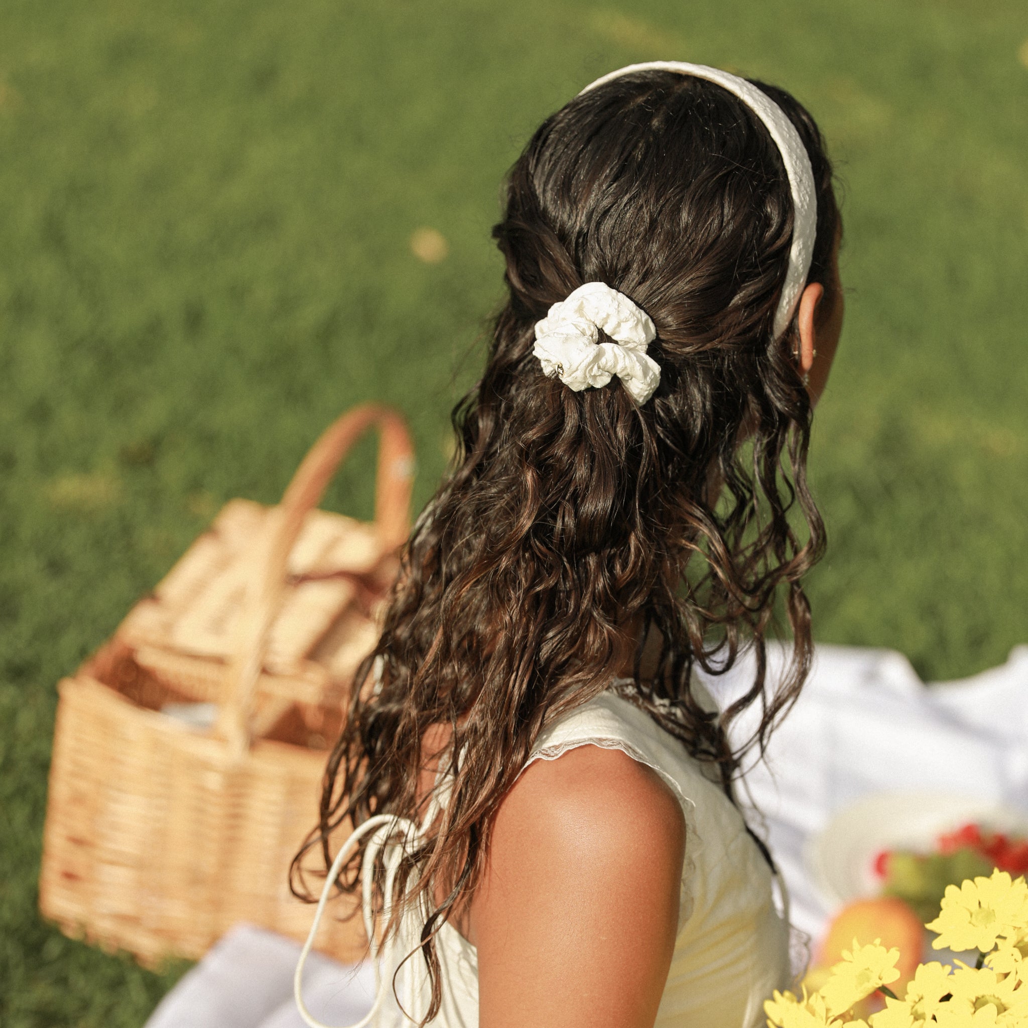 Milk Gingham Scrunchie