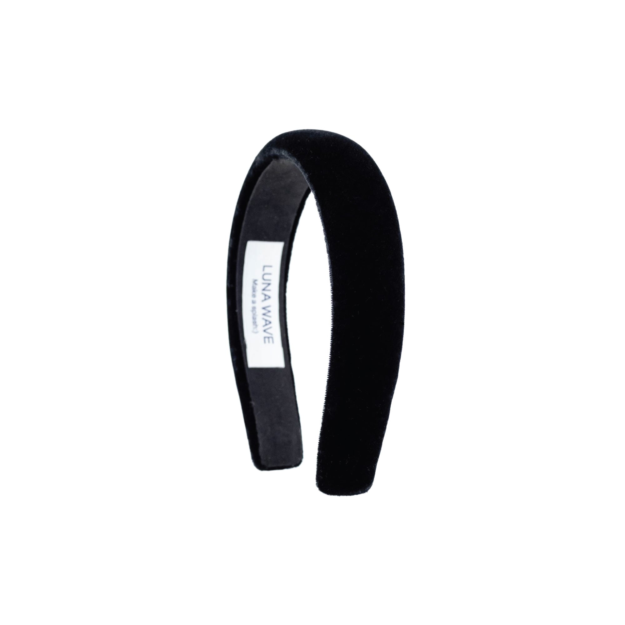 Noir Amélie Headband by Luna Wave in black velvet with a structured, minimalist design.