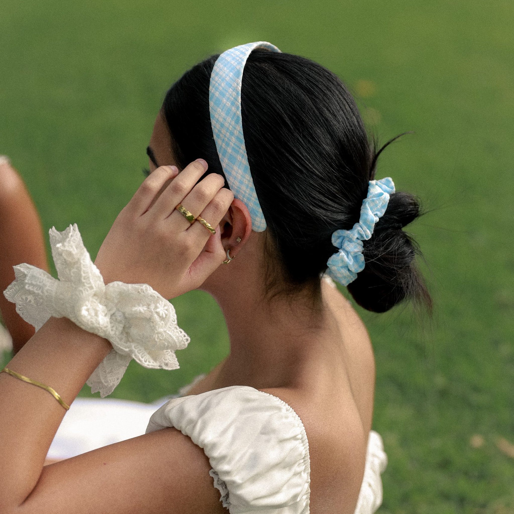 SKY GINGHAM HEADBAND