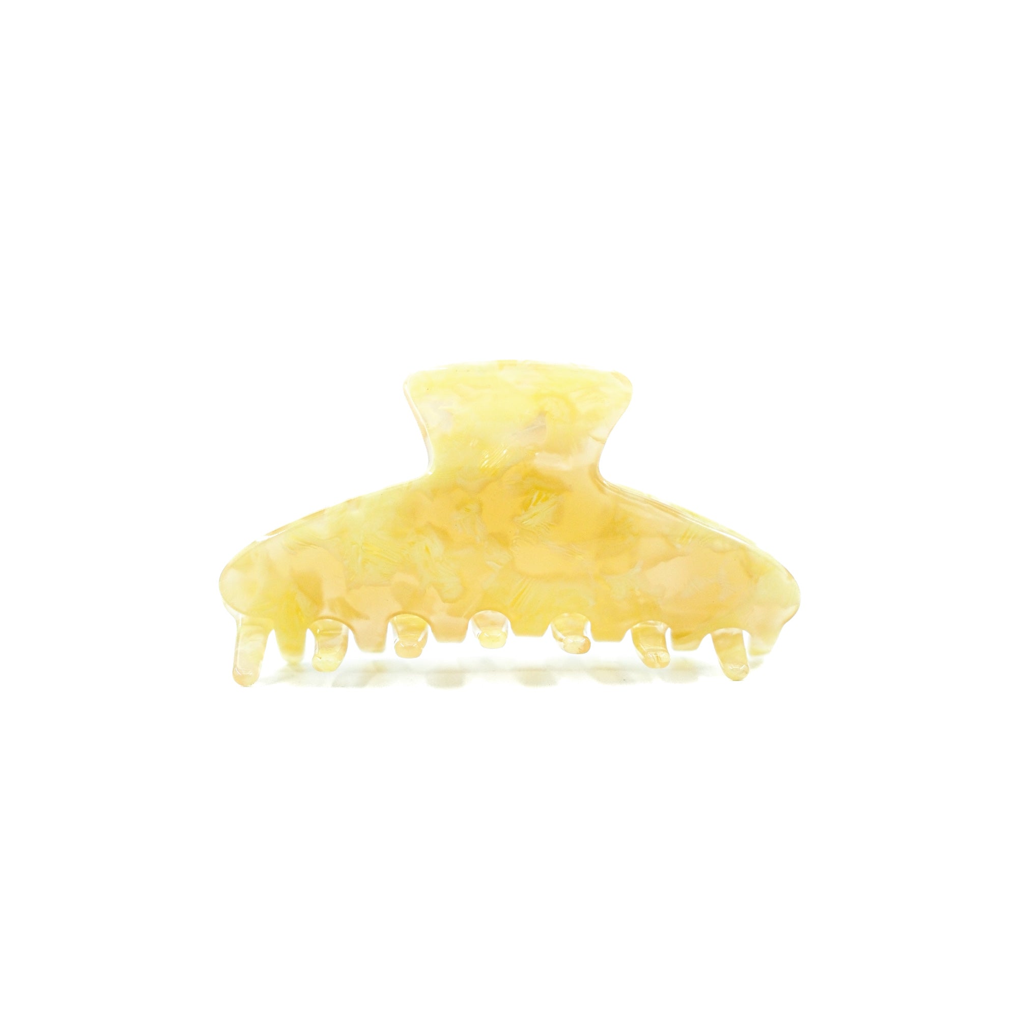 Eco-friendly acetate claw clip in soft yellow with milky marbling