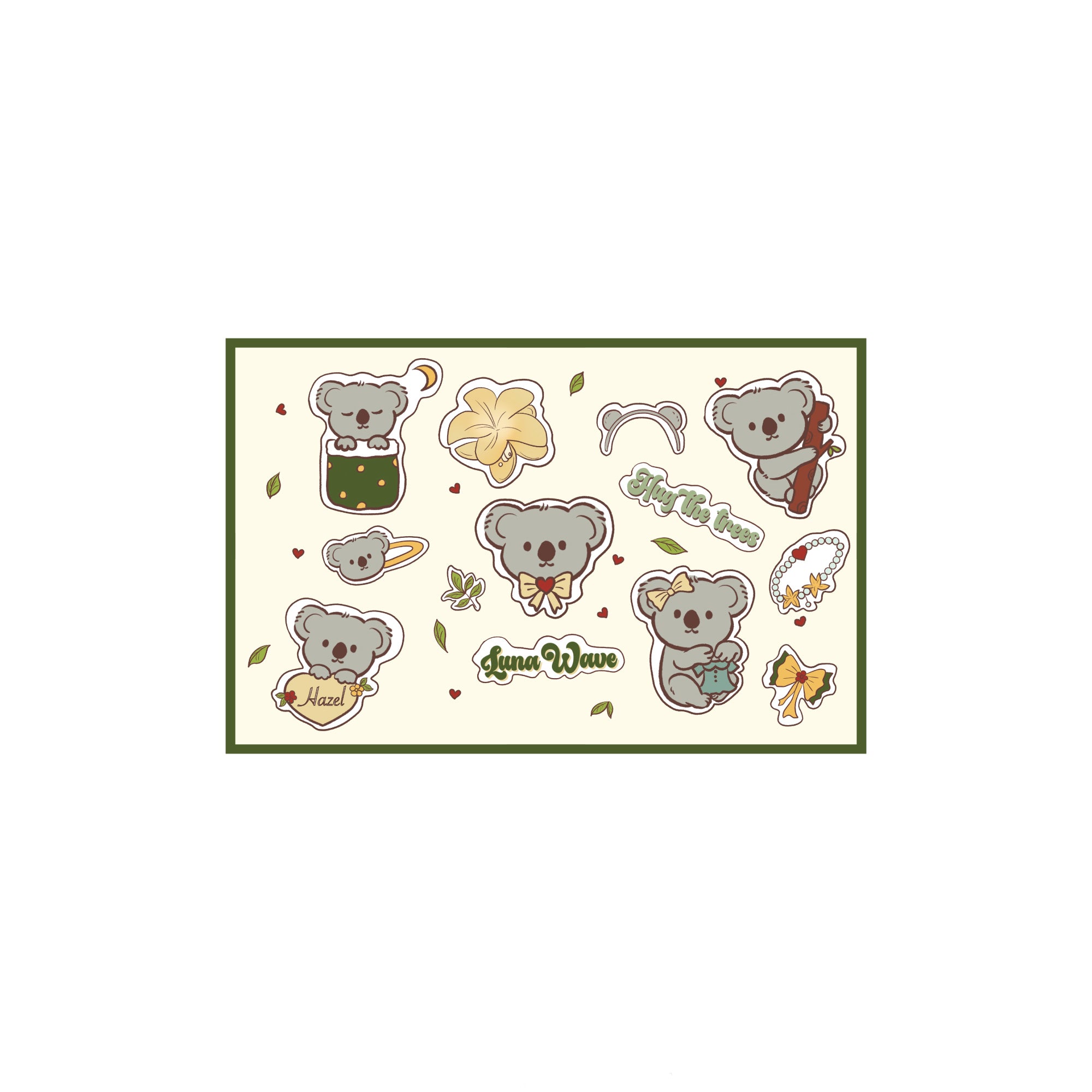 Luna Wave hazel koala green sticker for journals and planners