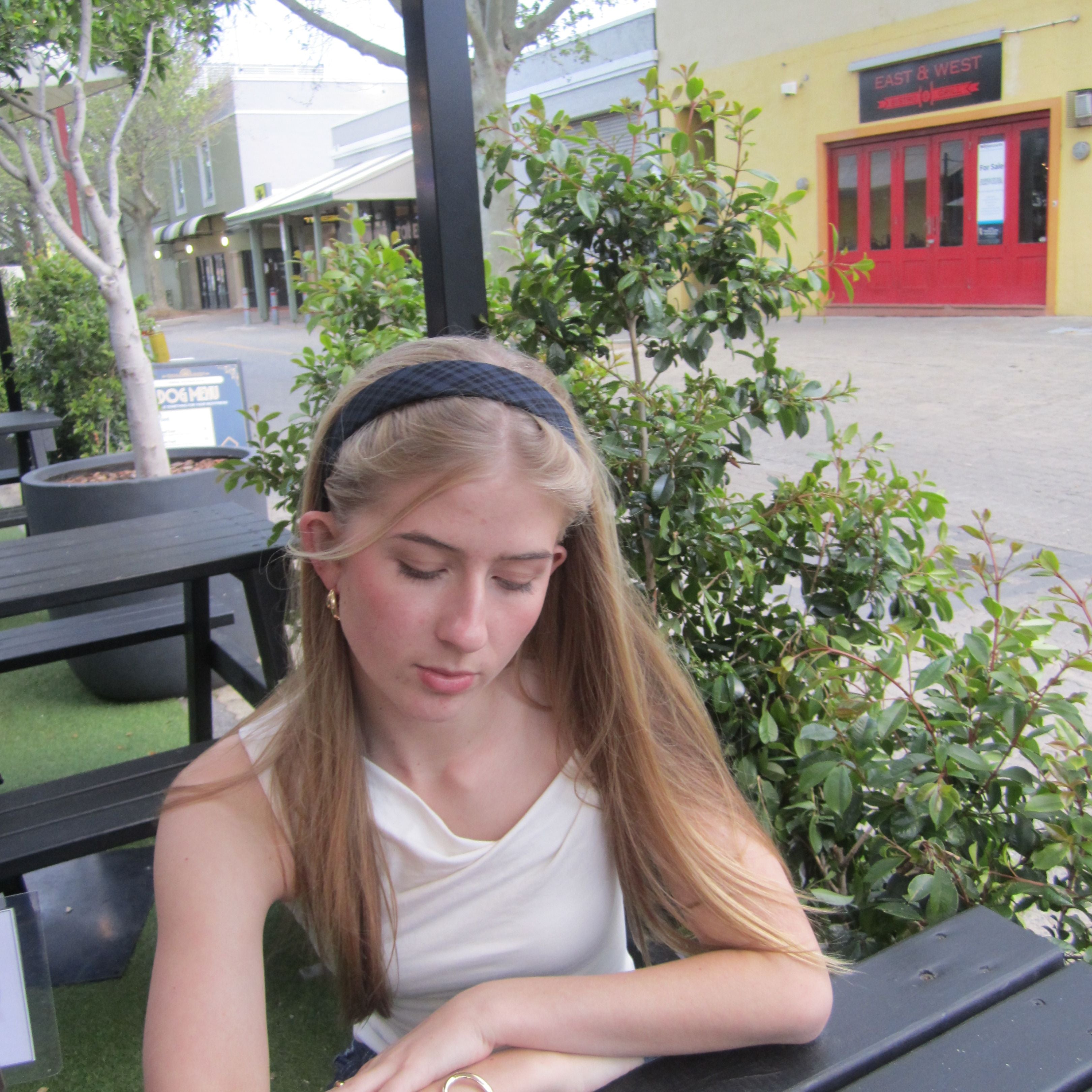 NAVY GINGHAM HEADBAND