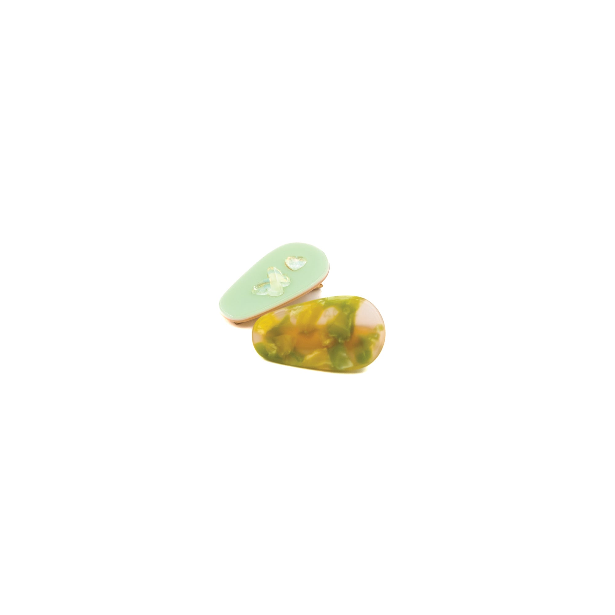 Luna Wave meadow petite hair clips with green gradient and crystal details