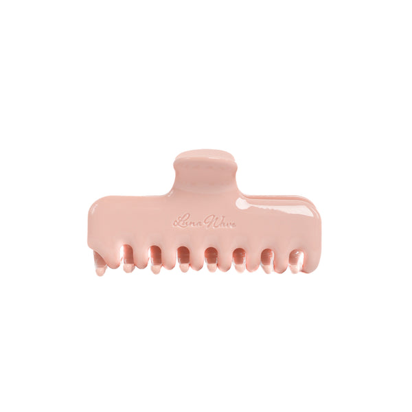 Luna Wave Jelly Claw in Rose, a glossy rose pink acetate hair claw clip with a rounded square silhouette.