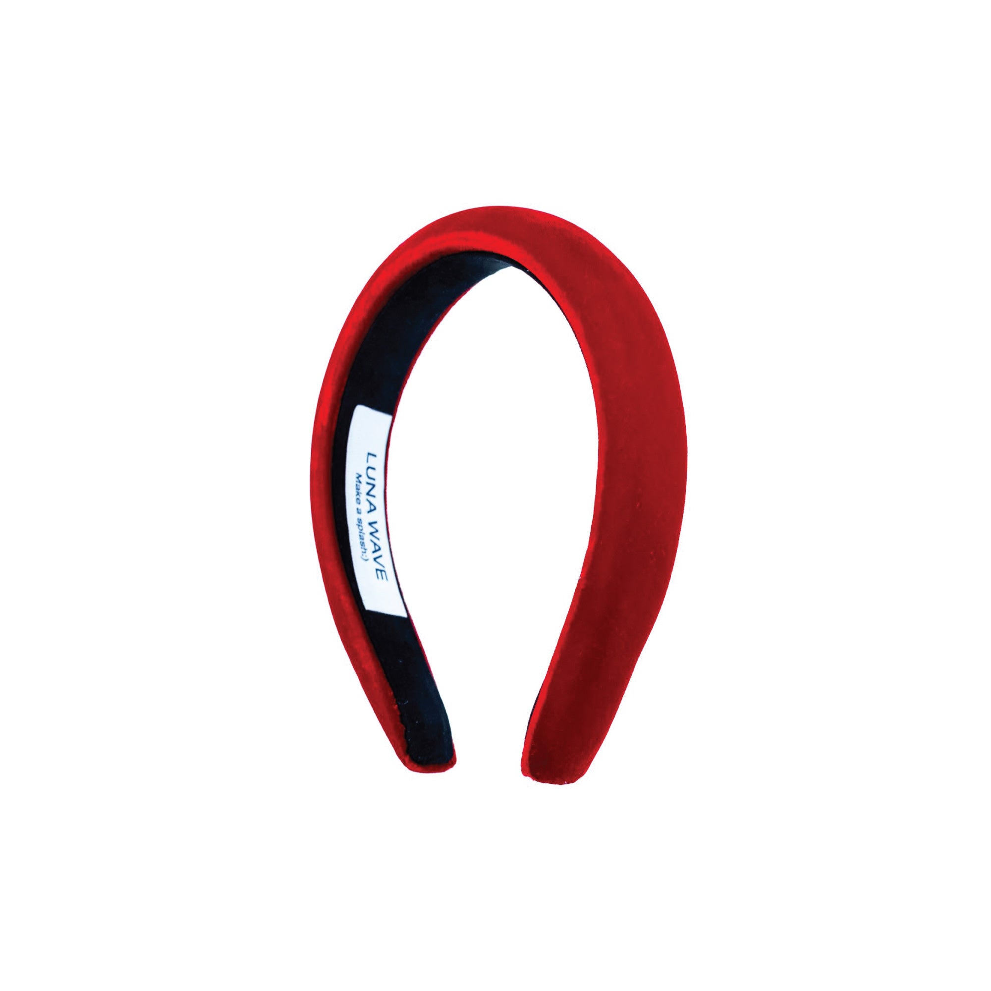 Red Amélie Headband by Luna Wave in crimson velvet with a structured design.